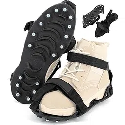 Xproutdoor Ice Cleats, Ice Shoes Grippers, Ice Snow Traction Cleats, Anti Slip for Shoes, Crampons with Adjustable Velcro Straps for Hiking Walking on Snow and Ice