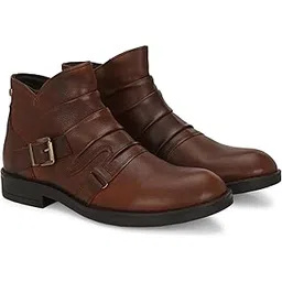 mens genuine leather dark Tan Ankle Boots 61583