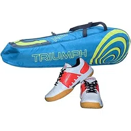 Badminton Shoe Power White/Red Size-6 with Triumph Badminton Bag 304 Sky/Lime