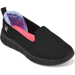 Leap7x KAPPER Non-Lacing Sports Walking Shoes for Women - Black | Comfortable and Durable - Suitable for Slip-On Gym, Running,Jogging and Outdoor Shoes for Ladies - Cushioned Footbed