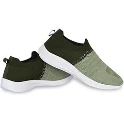 Women's Lightweight Sports Shoes Polyester Material Black Grey Color Footwear (GN-208)