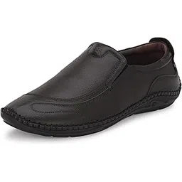 Men's Black Leather Slip-On Casual Shoes