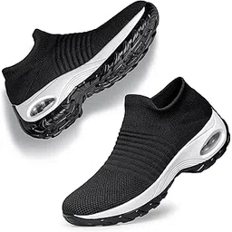 Women's Walking Shoes - Sock Sneakers Slip on Mesh Platform Air Cushion Athletic Shoes Work Nurse Comfortable