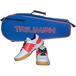Badminton Shoe Power White/Red Size-6 with Triumph Badminton Bag 306 ROYAL/Orange