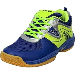 B-TUF Passion Non-Marking Badminton Shoes for Men | Stylish Sport Shoes | Lightweight & Durable for Squash, Table Tennis, Volleyball, Basketball & Indoor Sports | (Blue/Green)