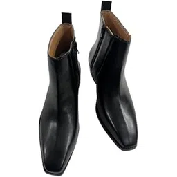 Italian Cut Classic Leather Chelsea Boots for Men | High Ankle Cuban Heel Square Toe Zip Closure Cushioned Insole Boot