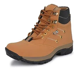 Mens Solid-X Black Brown Leatherette High Ankle Length Tough Casual Long Boots