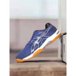 ASICS Men Blue Gel-Courtmov Solid Running Shoes with Perforation Detail