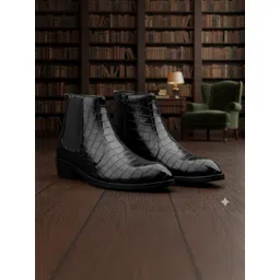 Bxxy Men Textured Zipper Ankle-Length Chelsea Boots