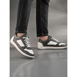 Tender tsf Men Textured Lace Up Round Toe Leather Sneakers