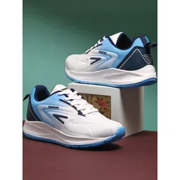 SZN Men Blue And White Mesh Lace-Ups Comfort Casual Walking Shoes