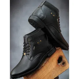 TRM Men Black Regular High-Top Boots