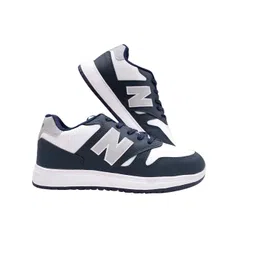 FEET FIRST Men Blue & White Printed Leather Lace-Up Casual Sneakers