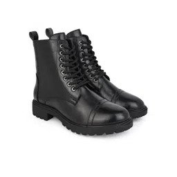 Roadster Women Black Solid Round Toe Block Heels Synthetic Chunky Boots