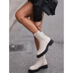 Alberto Torresi Women Mid-Top Round Toe Leather Chelsea Boot With Side Zip