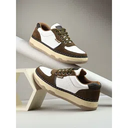 Eego Italy Men Colourblocked Lace-Ups Leather Sneakers