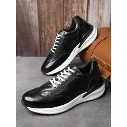 LOUIS STITCH Men's Egyptian Black Leatherette Fashion Sneaker Cushioned Casual Shoes