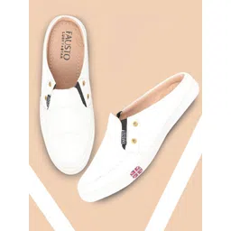 FAUSTO Men White Solid Slip-On Sneakers