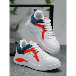 ASIAN Men White Colourblocked Memory Foam Insole Sneakers