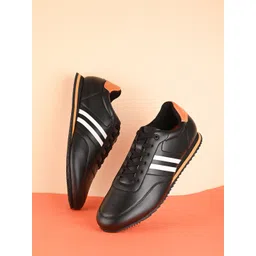 HRX by Hrithik Roshan Men Black & White Striped Lightweight Sneakers