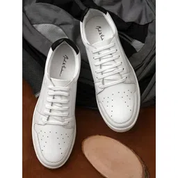Mast & Harbour Men White Perforations PU Sneakers