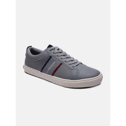 U S Polo Assn Men Grey Striped PU Sneakers