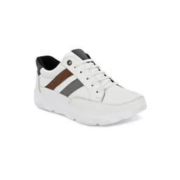 John Karsun Men White Striped Sneakers