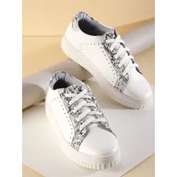 Mast & Harbour Women Snake Skin Textured Sneakers