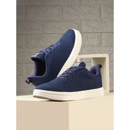 The Roadster Lifestyle Co. Men Navy Blue Round Toe Comfort Insole Mesh Sneakers