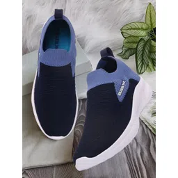 Killer Men Navy Blue & White Woven Design Slip-On Sneakers