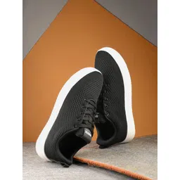 The Roadster Lifestyle Co. Men Black Round Toe Comfort Insole Mesh Sneakers