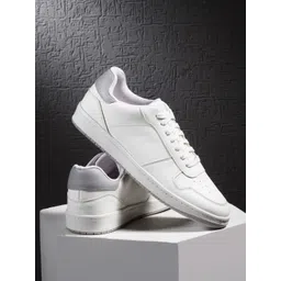 HRX by Hrithik Roshan Men White & Grey Perforations Comfort Insole Basics Sneakers