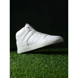 HRX by Hrithik Roshan Men White Skate Street Mid Top Perforations Comfort Insole Sneakers