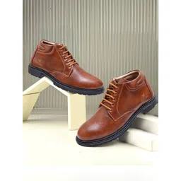 SHUAN Men Lace-Up Ankle Boots