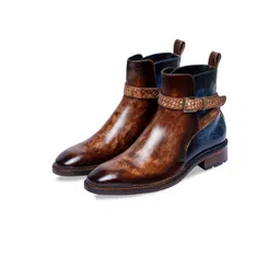 Lethato Men Leather Cross Strap Boots