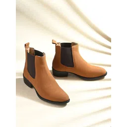 AfroJack Women Casual Block-Heeled Chelsea Boots