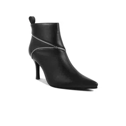 SHUZ TOUCH Women Pointed-Toe Buckle Detail Kitten-Heel Monk Boots