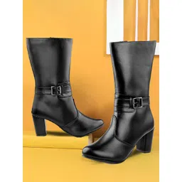 Bxxy Women High Ankle Zipper Boots With Buckle Closure