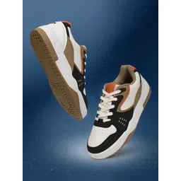 Bond Street Men's White & Brown Casual Sneakers