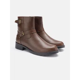 The Roadster Life Co. Women Stack Heel Boots with Buckle Detail