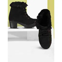 VANIYA SHOES Women Embellished Printed Toe Boots