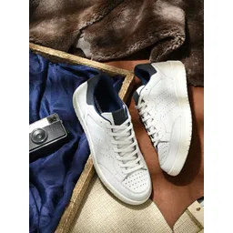 Overdrive IVORY FADE COURT Men Perforations Leather Lace-Ups Sneakers