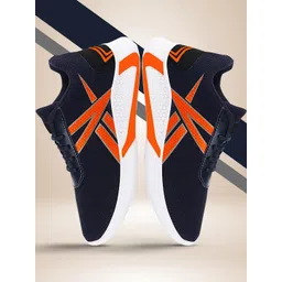 Free Kicks Men Navy Blue Mesh Marking Running Sports Shoes