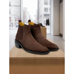 Bxxy Men Textured Round Toe Height Increasing Chelsea Boots