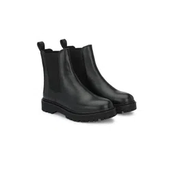 Delize Women Black Synthetic Leather Chelsea Boots
