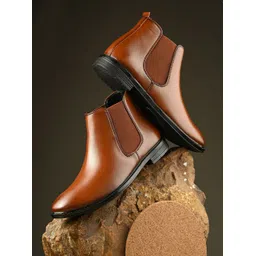 Synthetic Leather Lightweight Comfortable Trendy Walking Outdoor Slip On Chelsea Boots For Men