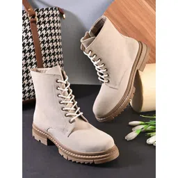 San Frissco Women Textured Block-Heeled Ankle Boots