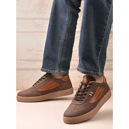 The Roadster Lifestyle Co Men Suede Round Toe Lightweight Lace-Ups Sneakers