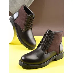 Roadster Men Leatherette Lace Up High Top Chelsea Boots