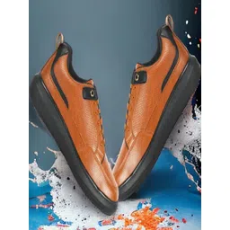 PLAYTOES Men Tan Synthetic Casual Shoes